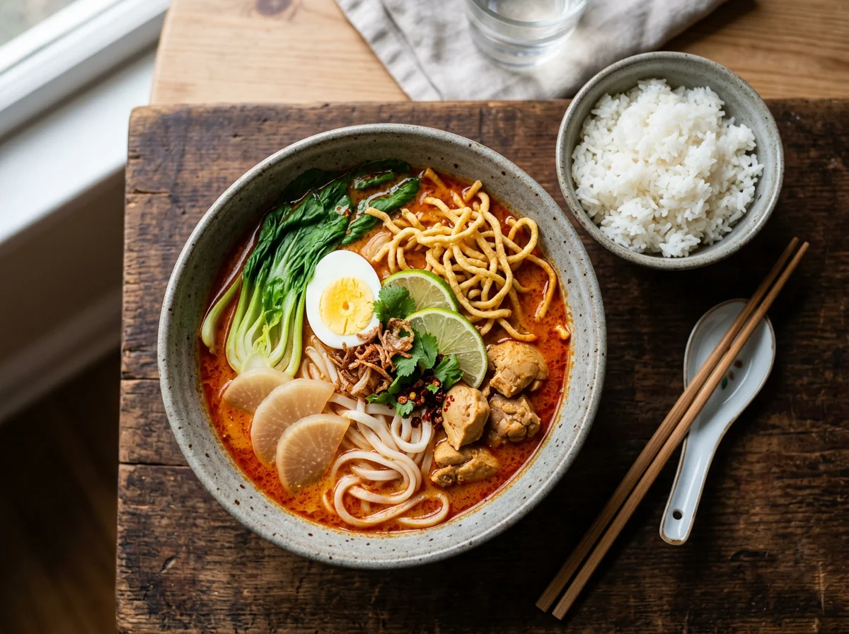 Spicy Noodle Soup with Rice photo