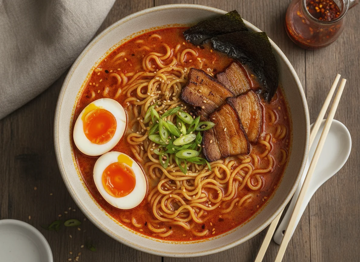 Spicy Ramen with Boiled Eggs photo