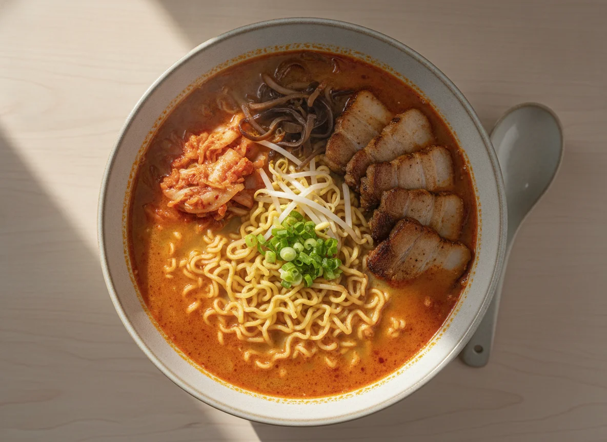 Spicy Ramen with Kimchi and Pork photo