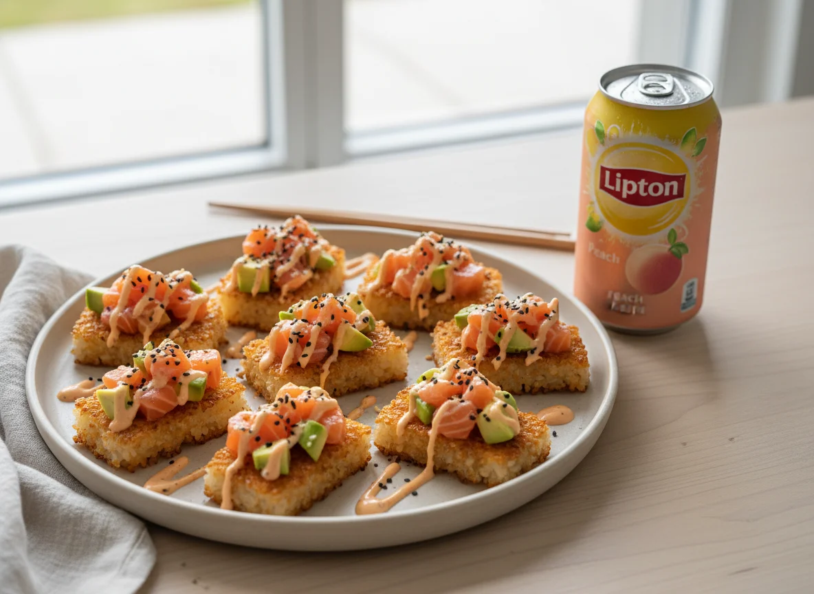 Spicy Salmon and Avocado Crispy Rice photo