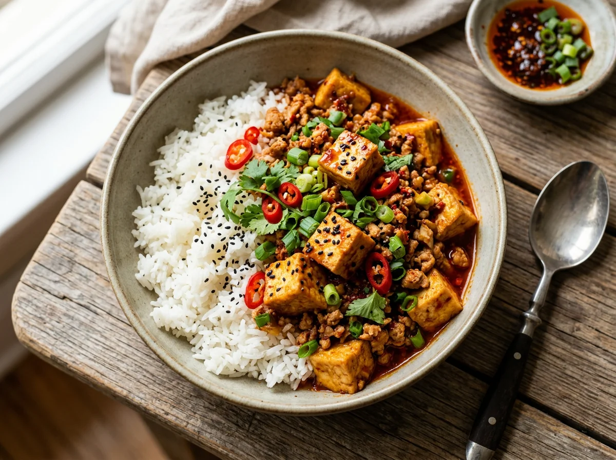 Spicy Tofu and Meat with Rice photo