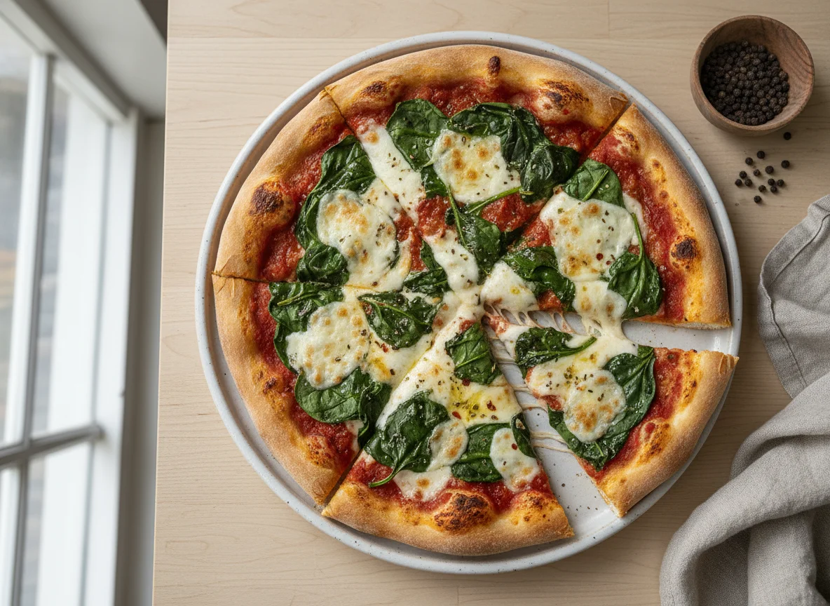 Spinach and Cheese Pizza photo