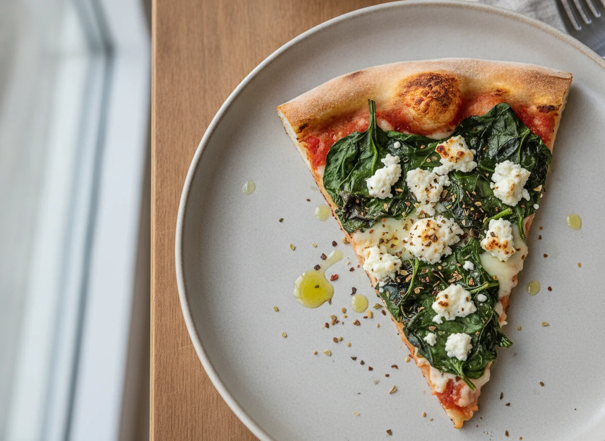 Spinach and Feta Pizza Slice photo