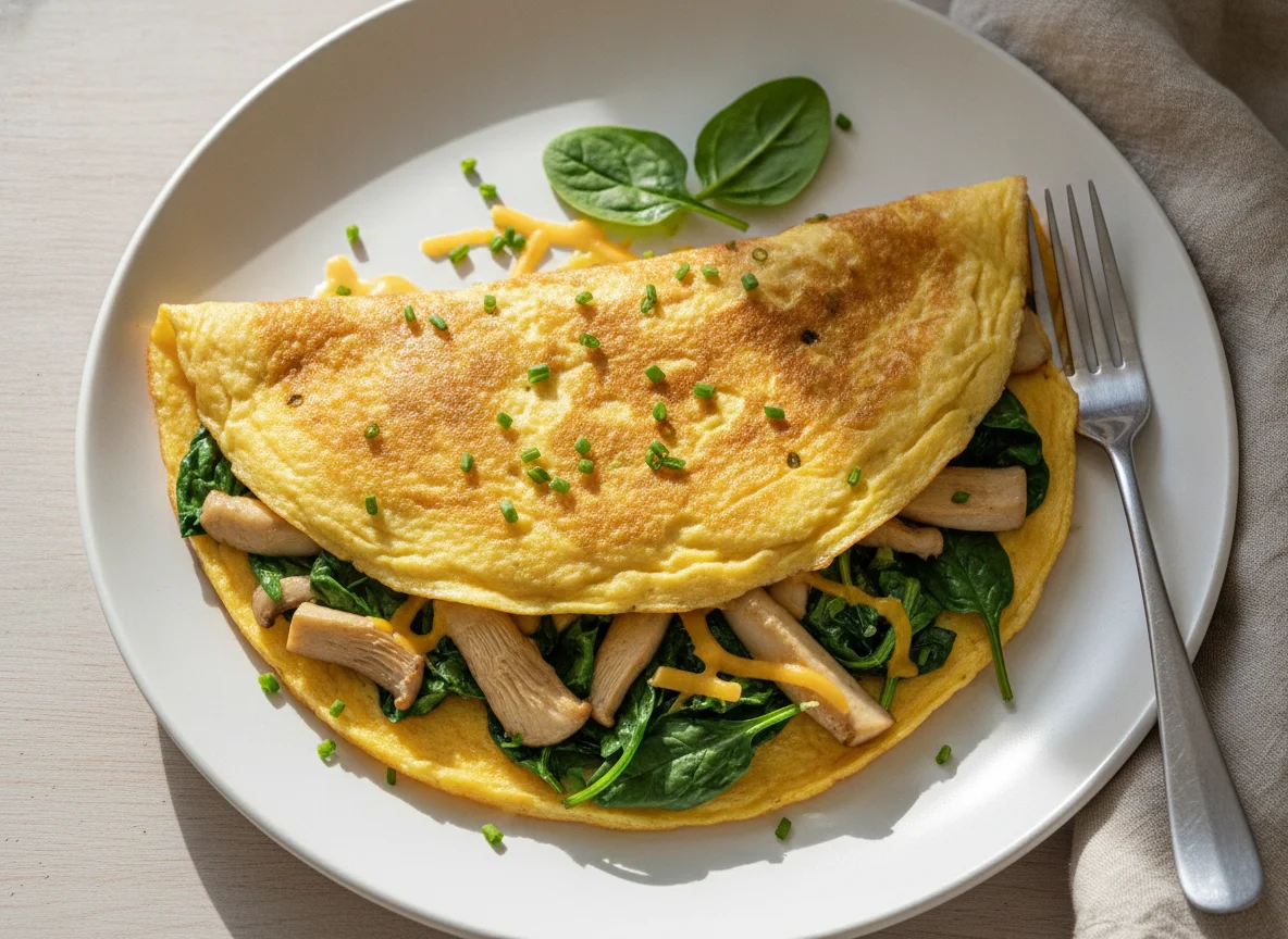 Spinach and Mushroom Omelette photo