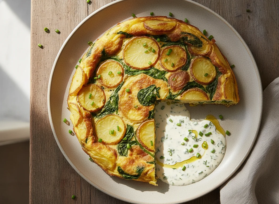 Spinach and Potato Frittata with Creamy Sauce photo