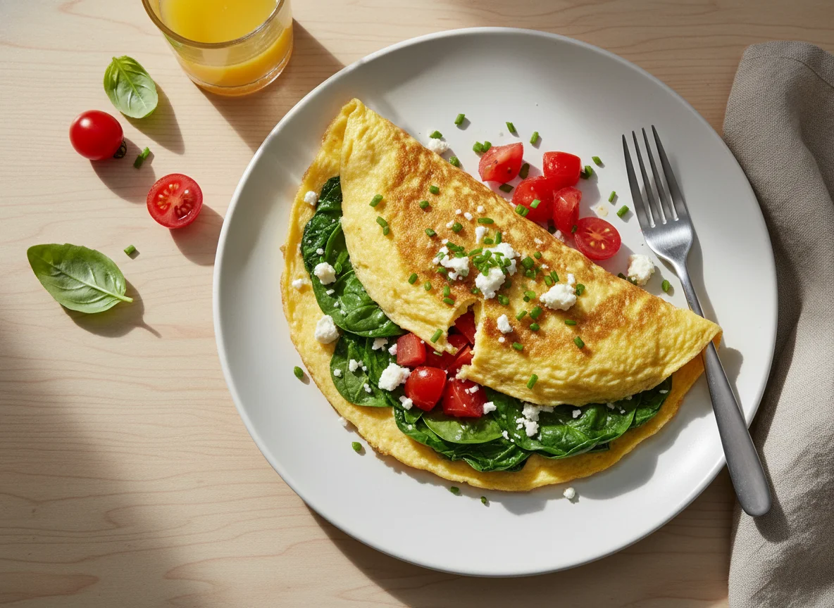 Spinach and Tomato Omelet photo