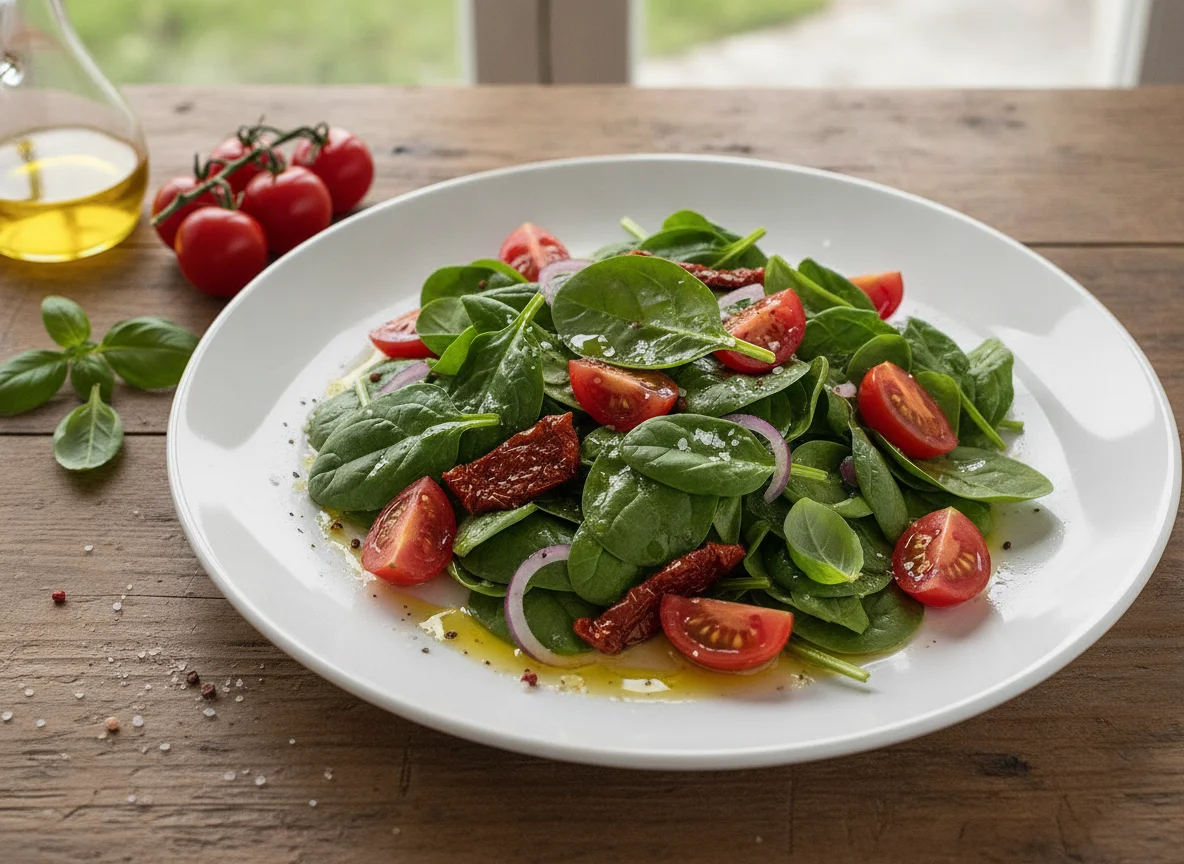 Spinach and tomato salad photo