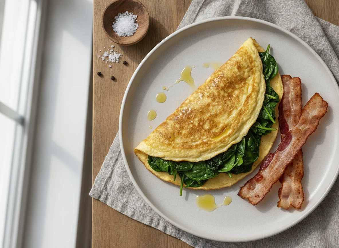 Spinach Omelette with Turkey Bacon photo