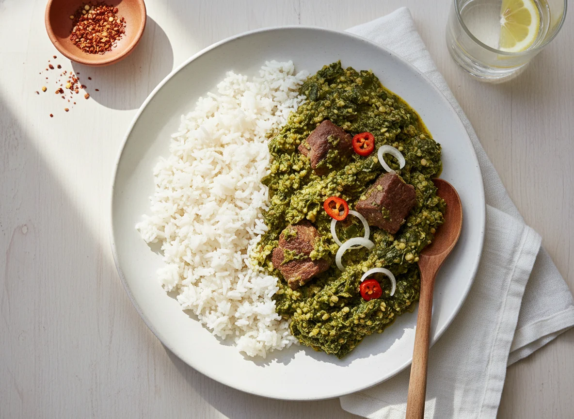 Spinach stew egusi photo