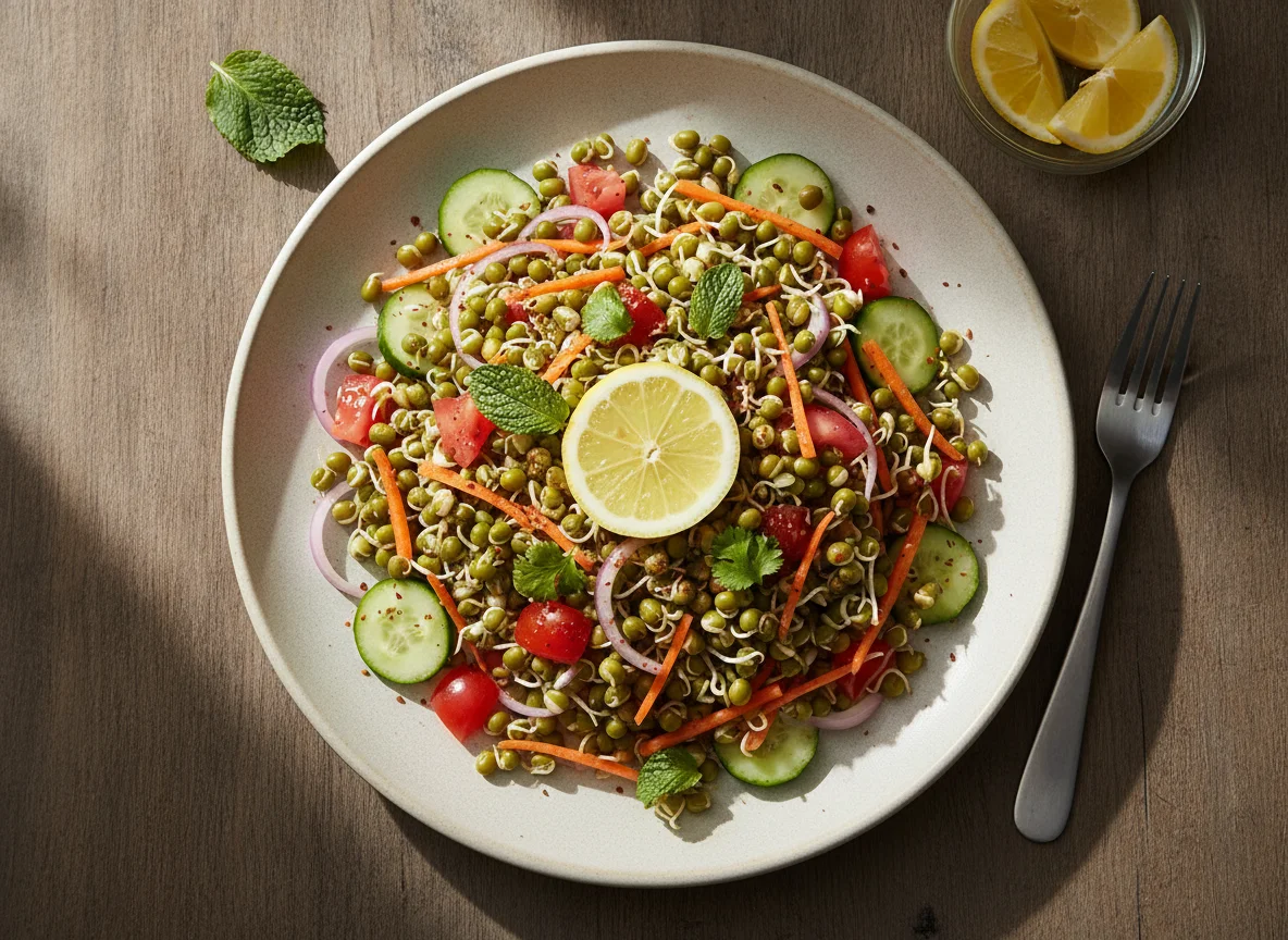Sprouted Moong and Chana Salad photo