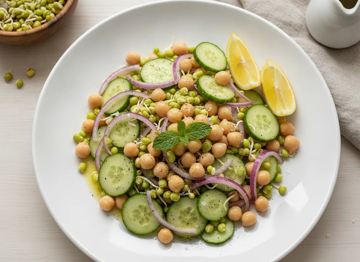 Sprouted Moong and Chickpea Salad photo