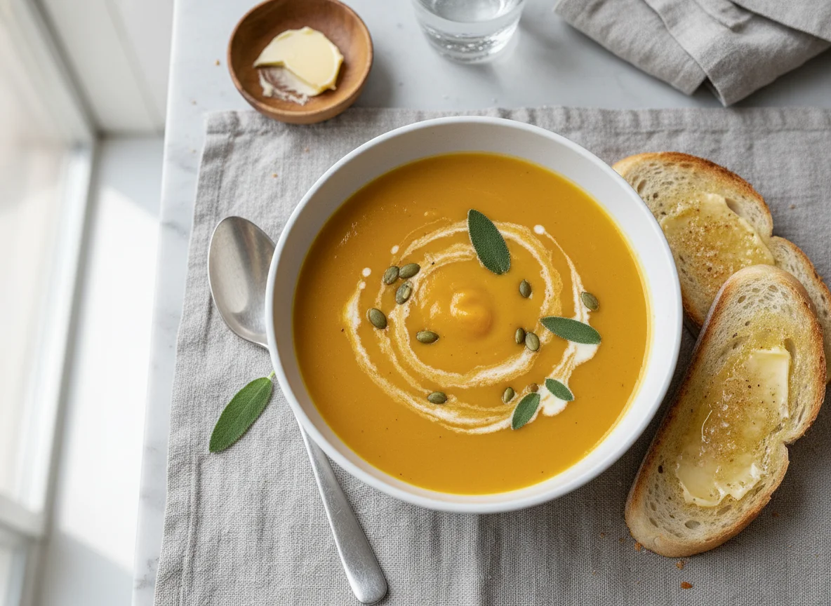 Squash Soup with Buttered Toast photo