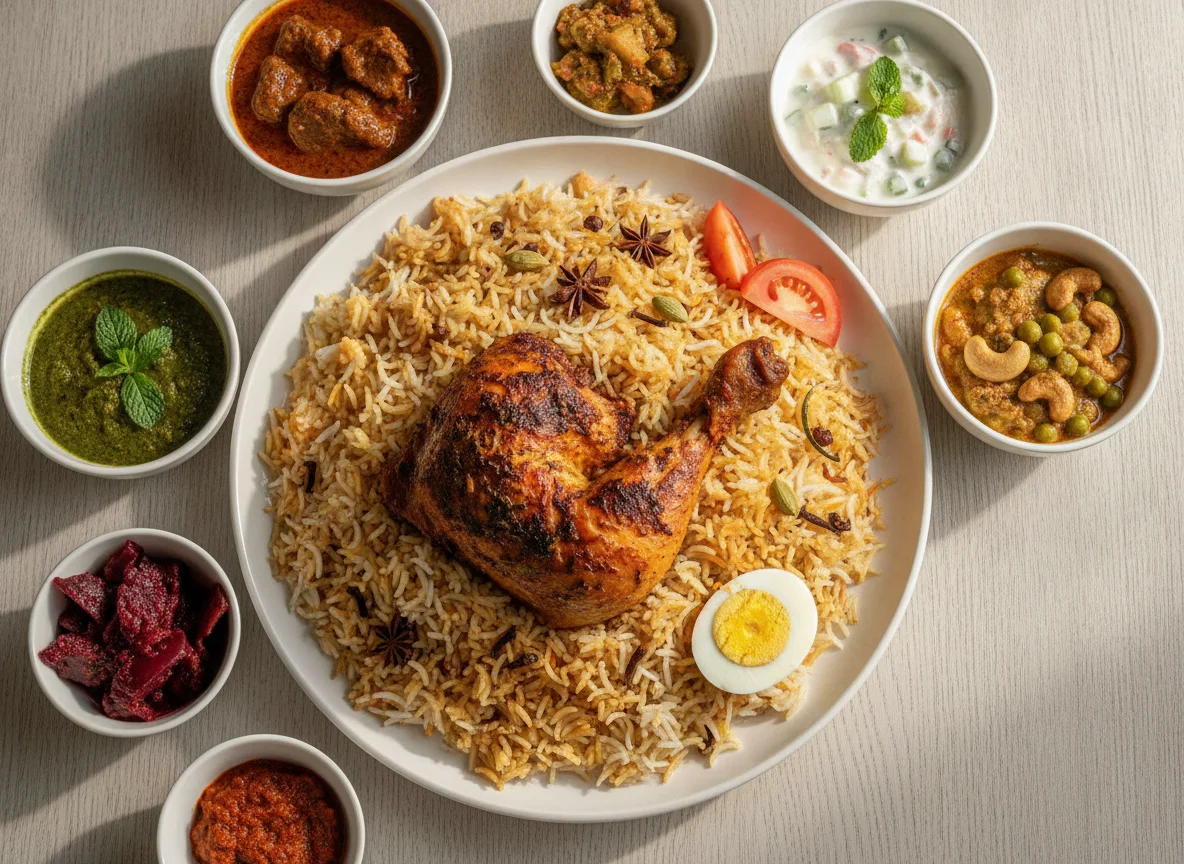 Sri Lankan Chicken Biryani with Accompaniments photo