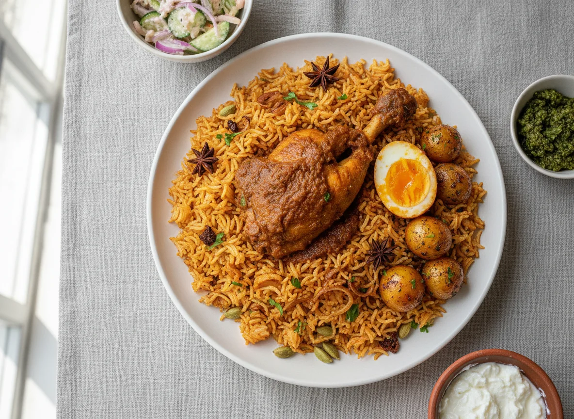 Sri Lankan Chicken Biryani with Sides photo