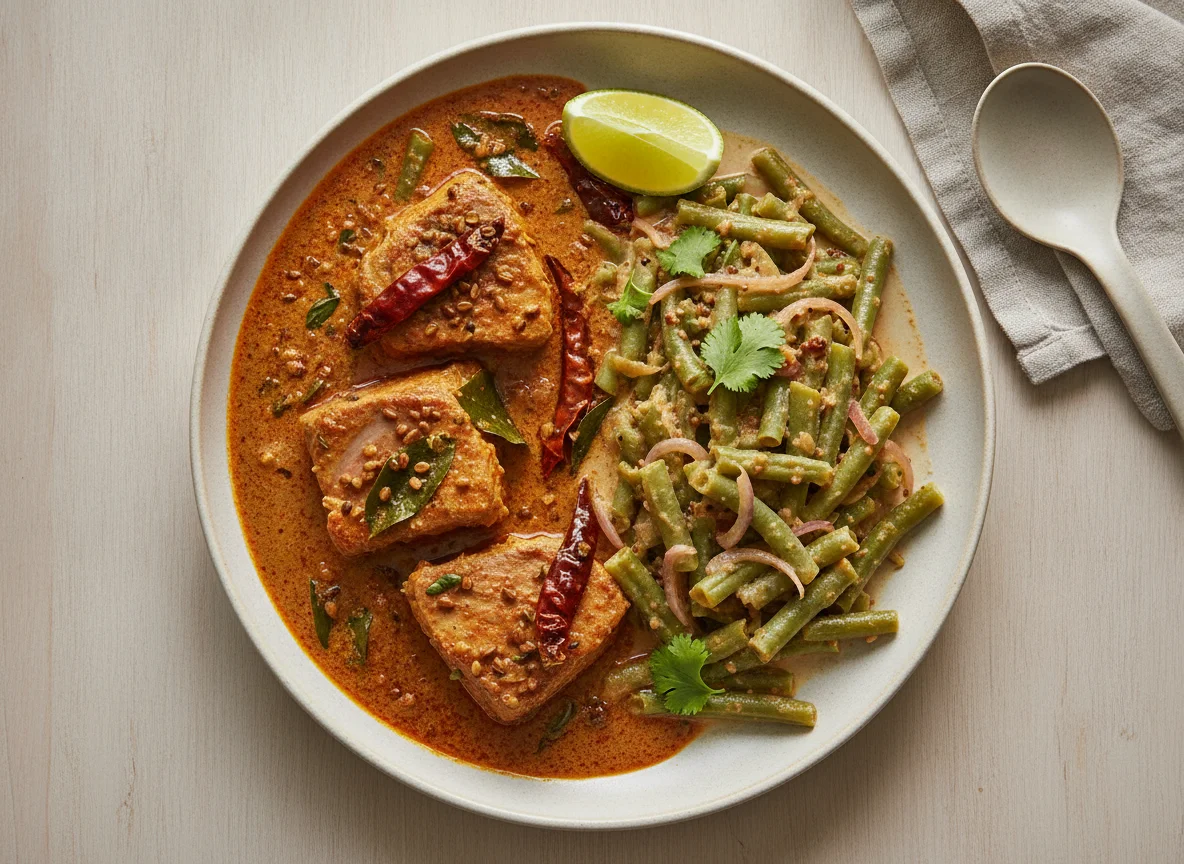 Sri Lankan Fish Curry with Green Beans photo
