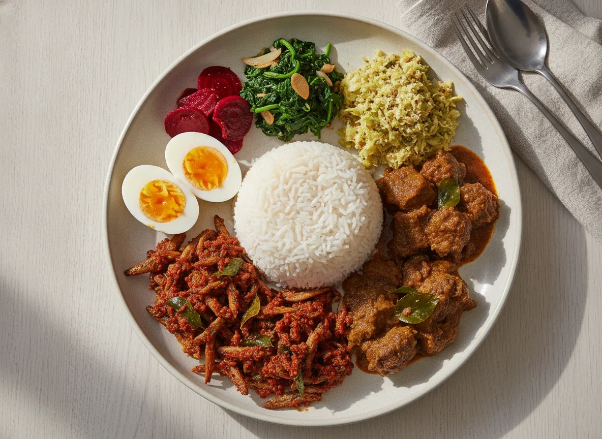 Sri Lankan Rice and Curry with Anchovies photo
