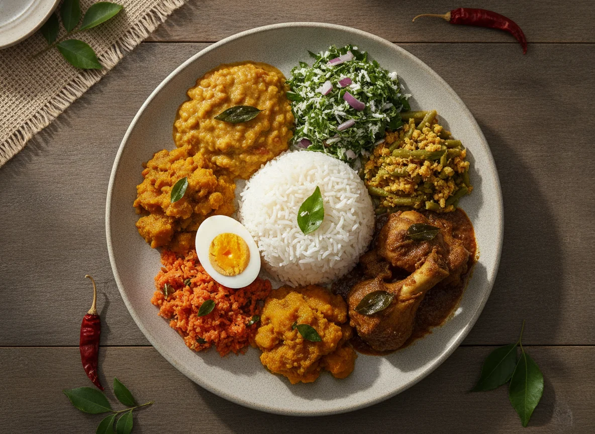 Sri Lankan Rice and Curry with Boiled Egg photo