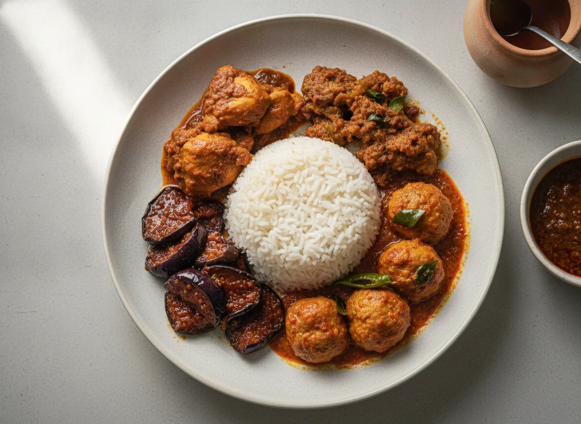 Sri Lankan Rice and Curry with Chicken photo