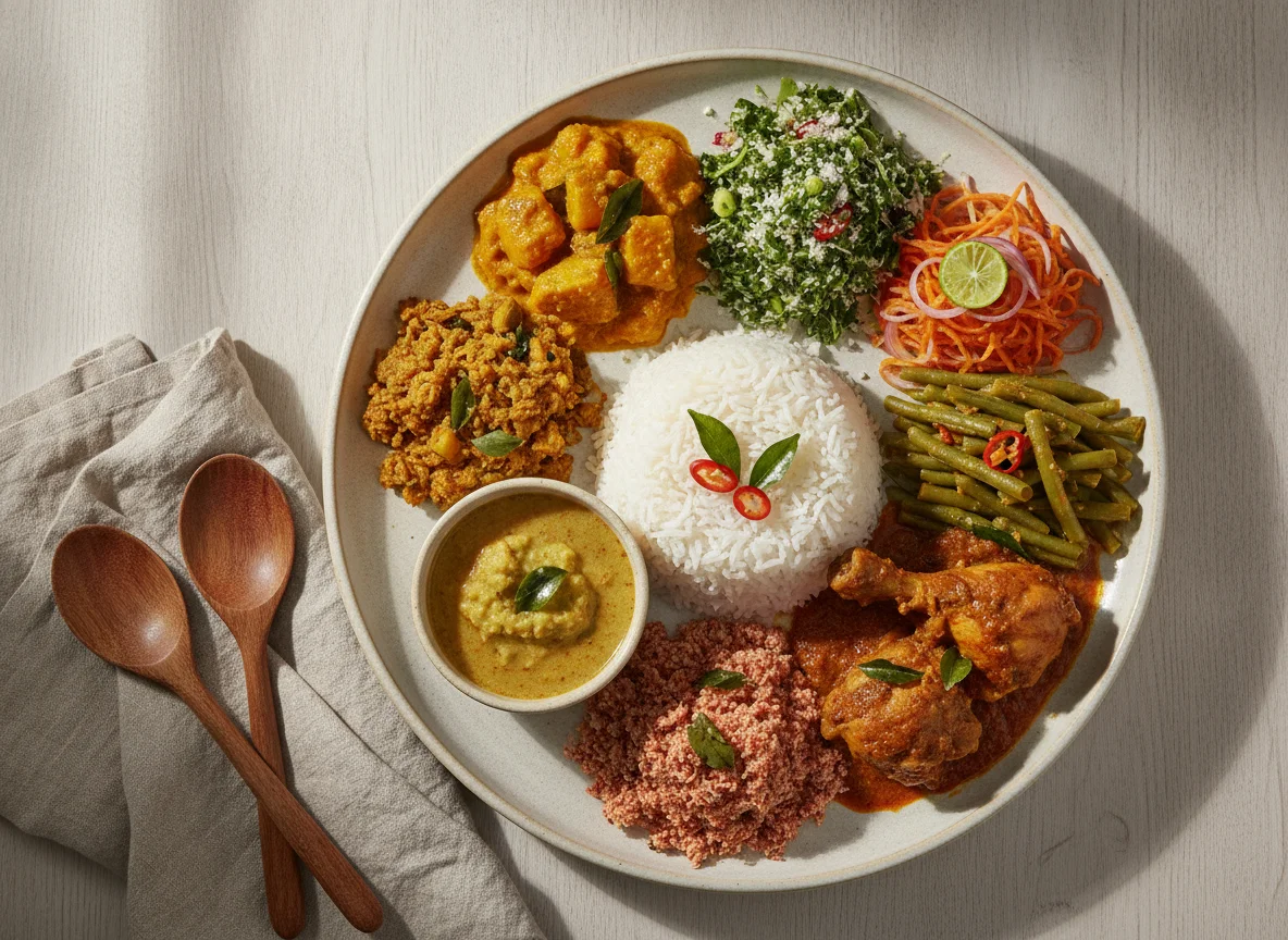Sri Lankan Rice and Curry with Pumpkin photo