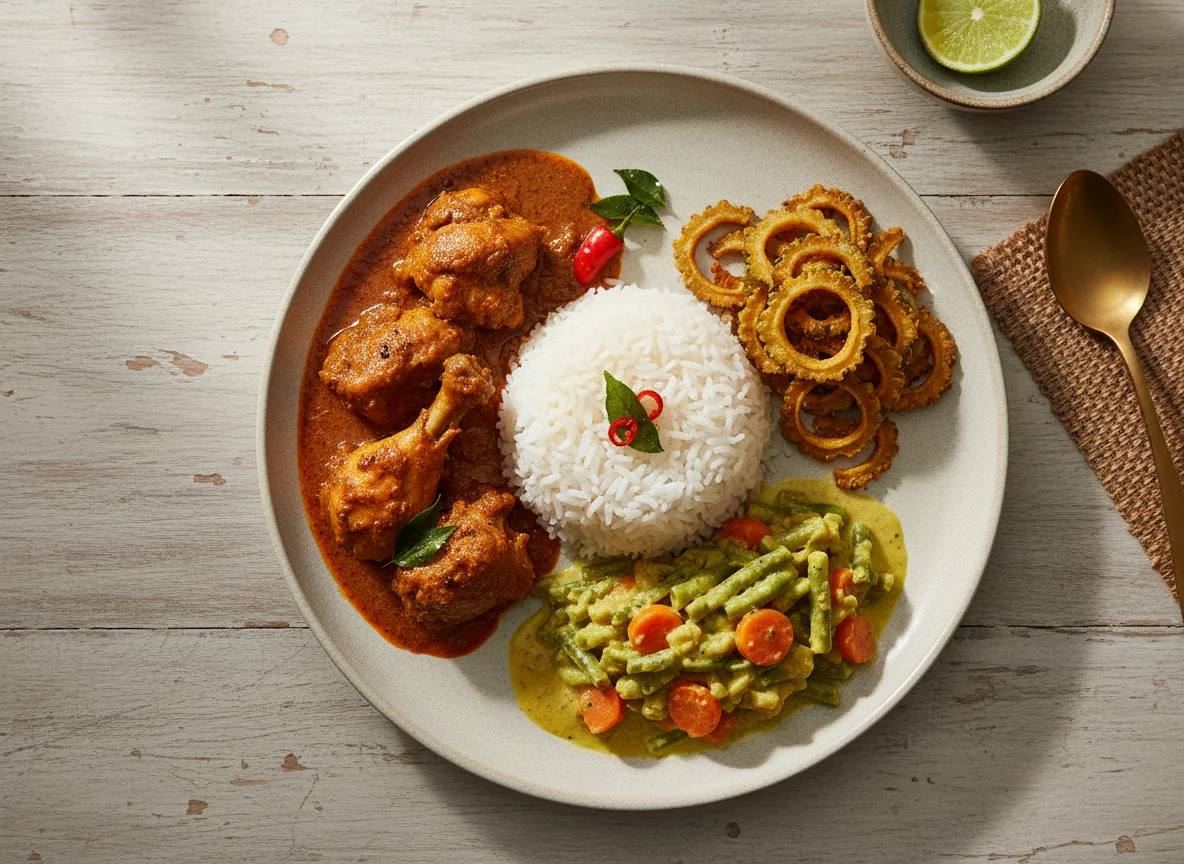 Sri Lankan Style Rice and Curries photo