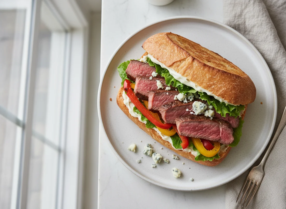 Steak and Blue Cheese Sandwich with Lettuce photo