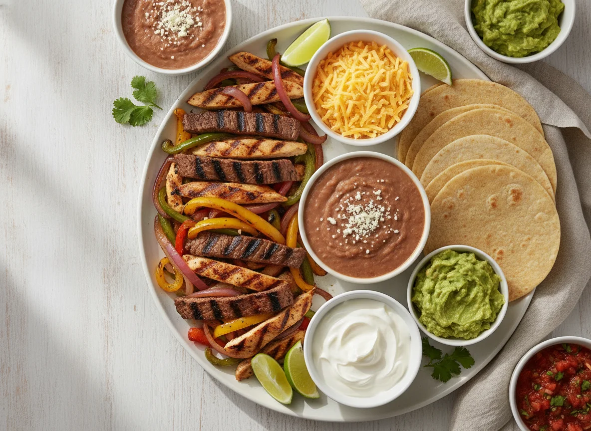Steak and Chicken Fajitas with Sides photo
