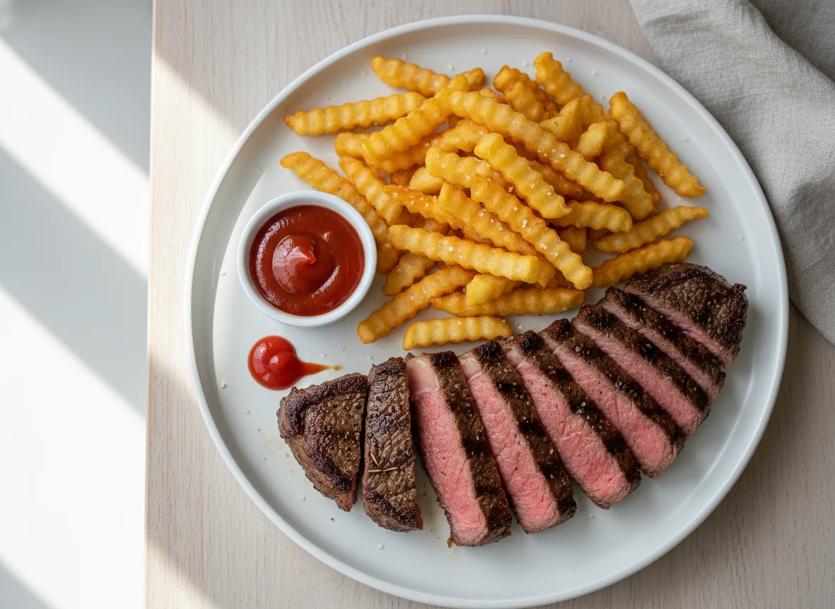 Steak and Chips with Ketchup photo