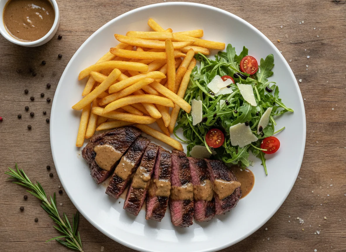 Steak and Chips with Rocket Salad photo
