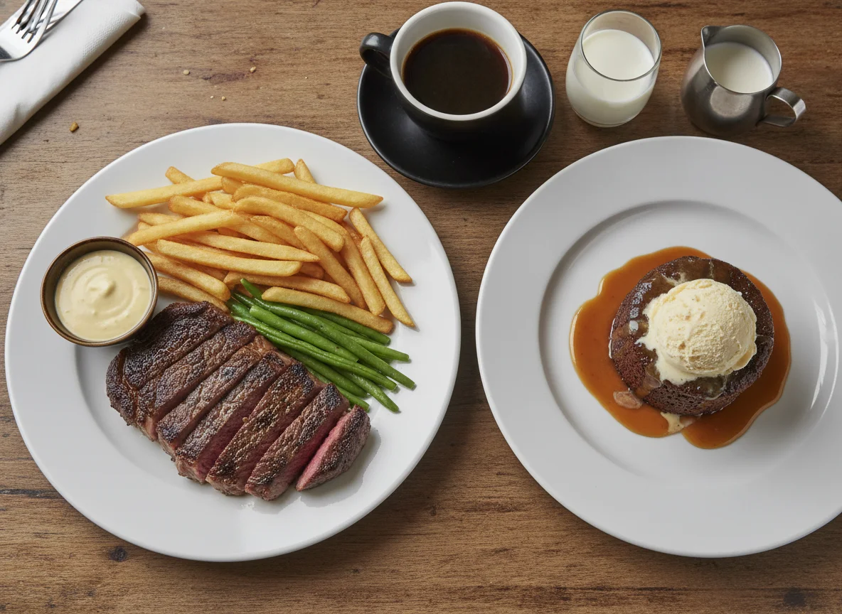 Steak and Chips with Sticky Toffee Pudding photo