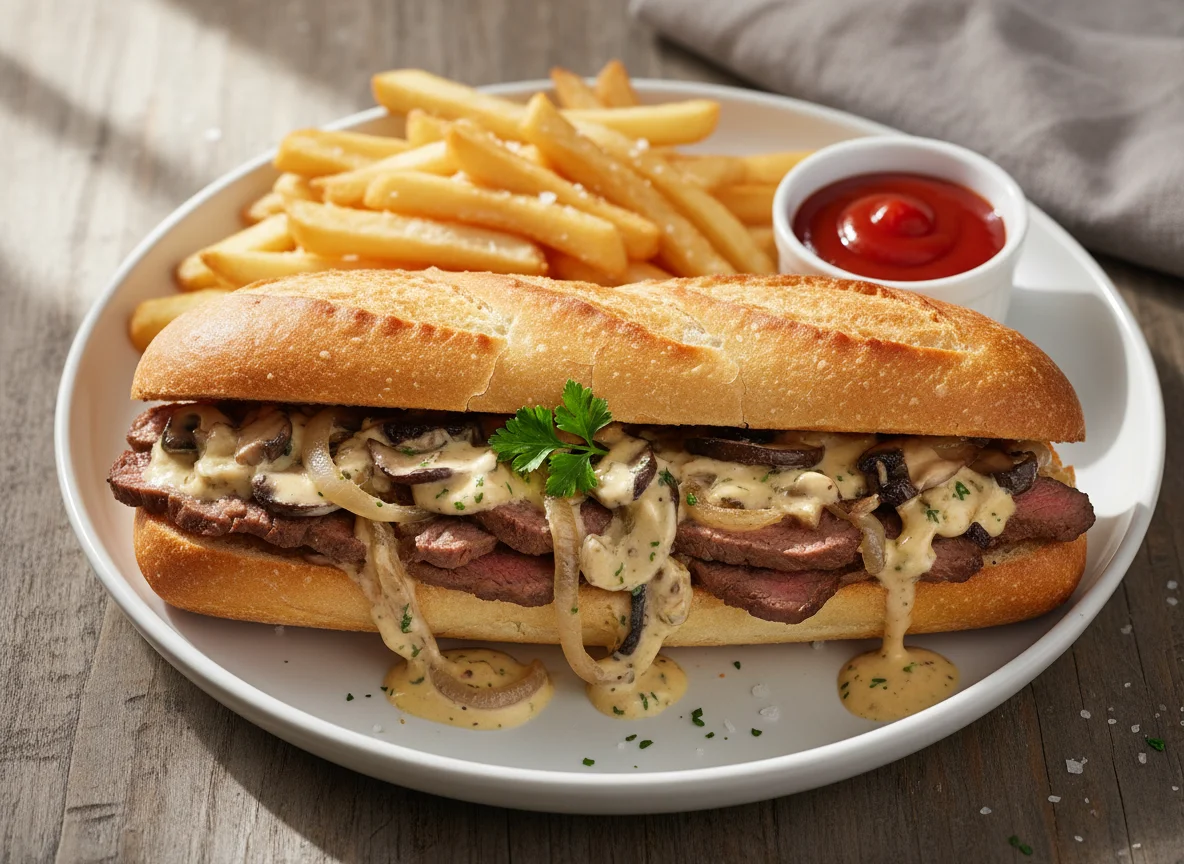 Steak and Mushroom Sub with Fries photo