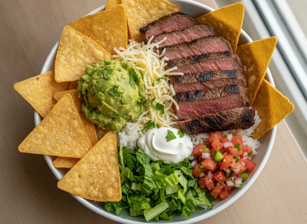 Steak Burrito Bowl with Chips photo