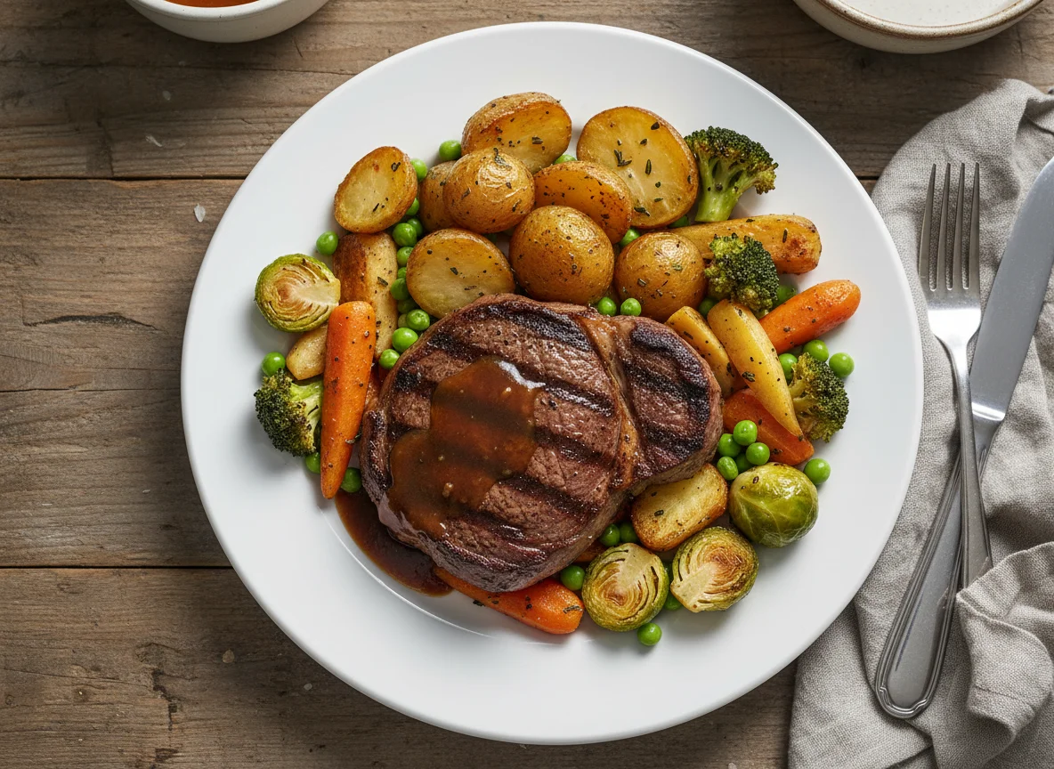 Steak Dinner with Roasted Vegetables photo