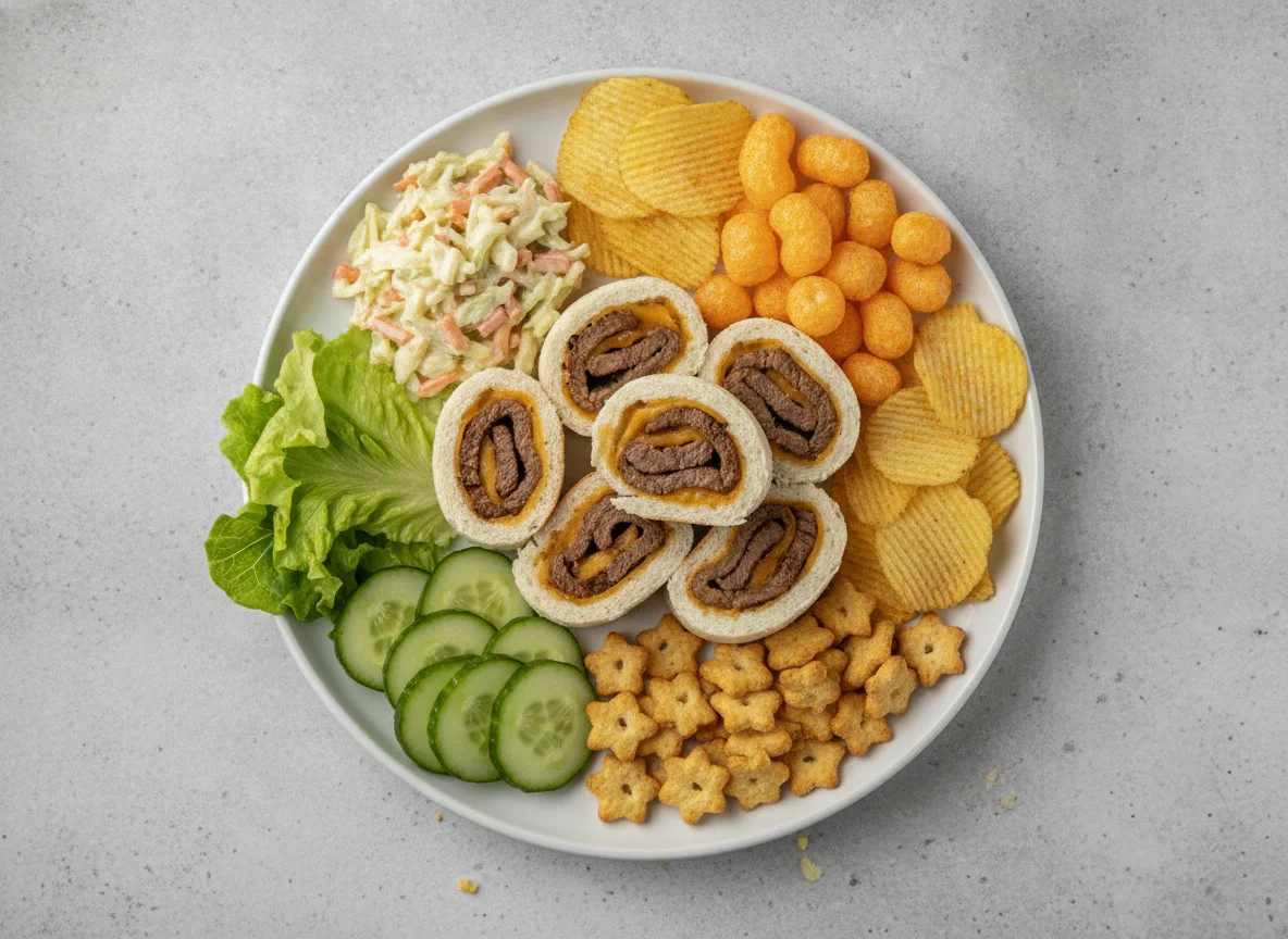 Steak rolls with snacks and salad photo