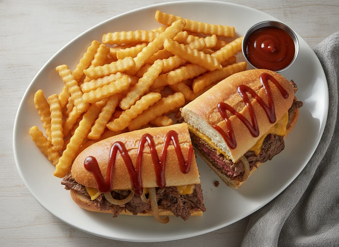 Steak Sandwich with French Fries photo