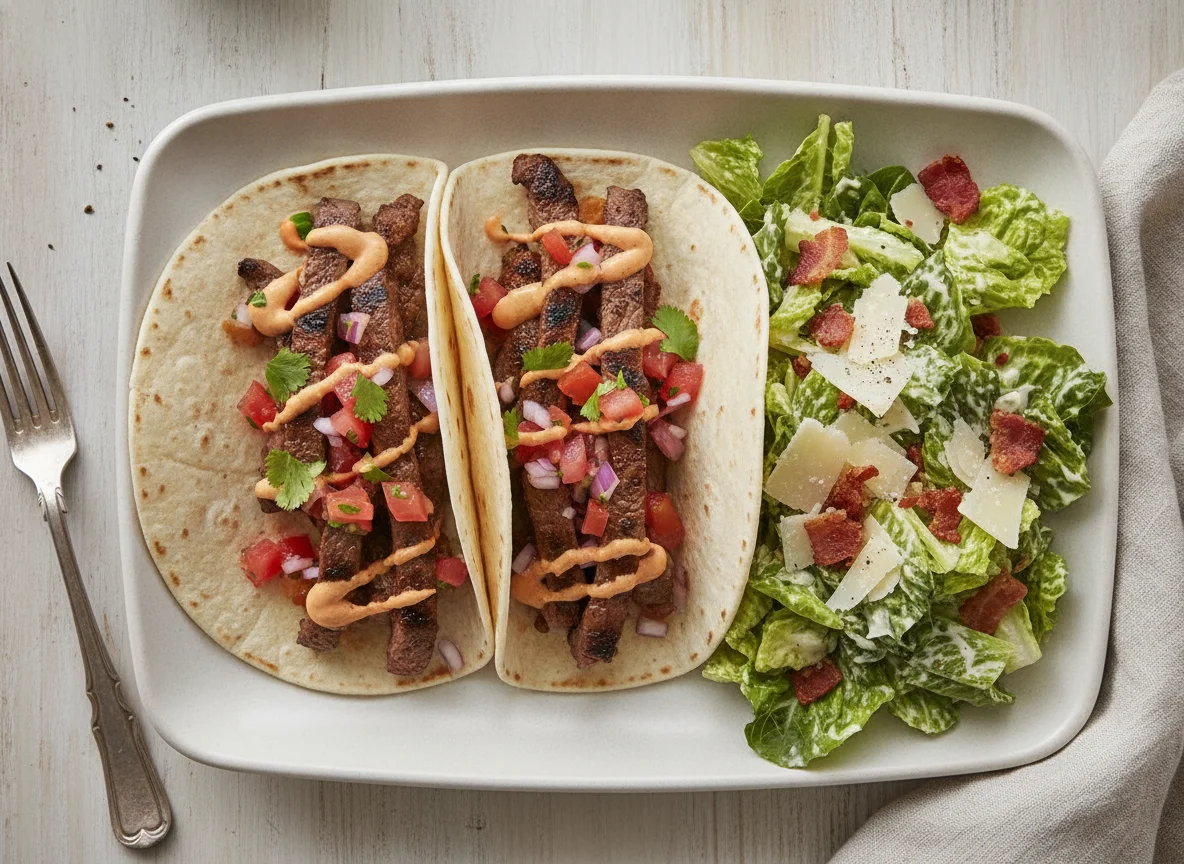 Steak Tacos with Caesar Salad photo