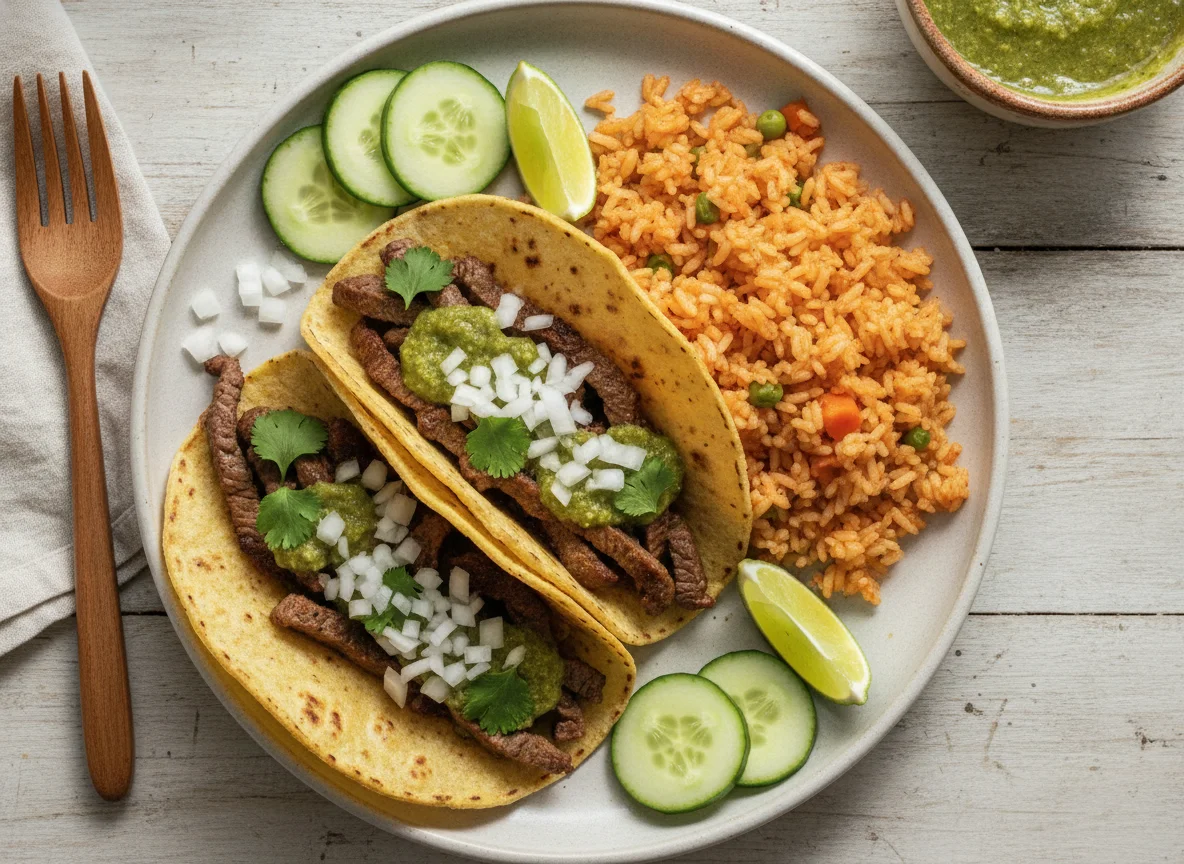 Steak Tacos with Mexican Rice photo