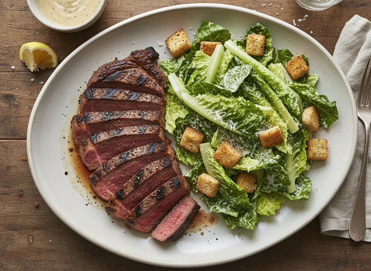 Steak with Caesar Salad photo