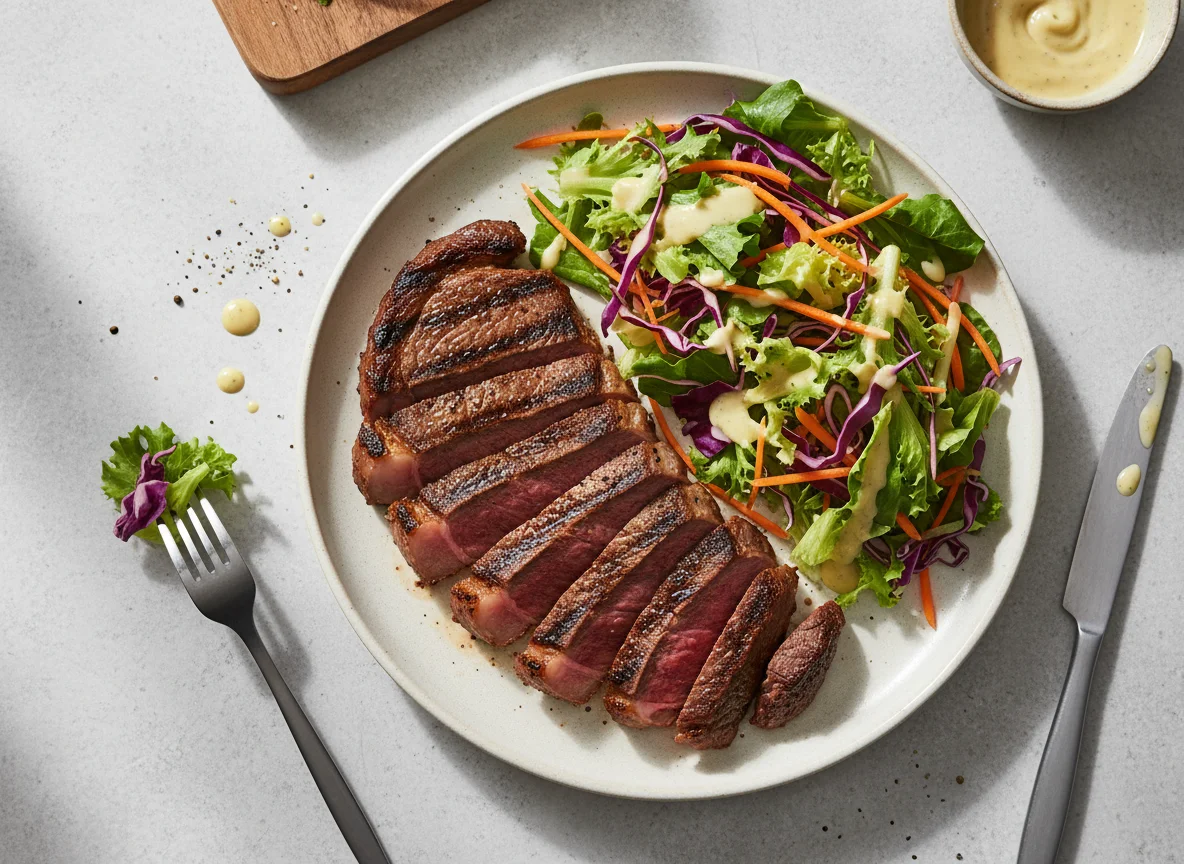 Steak with Mixed Salad photo