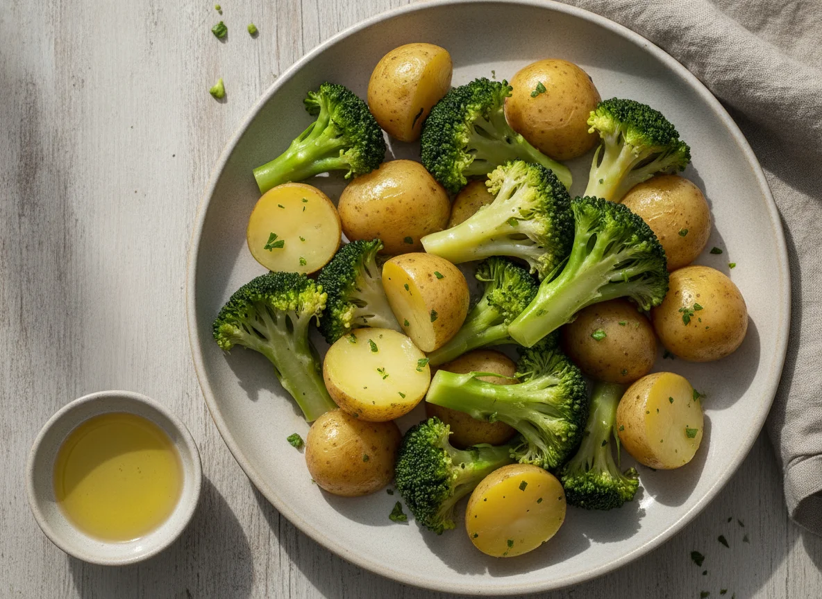 Steamed Broccoli and Potatoes photo