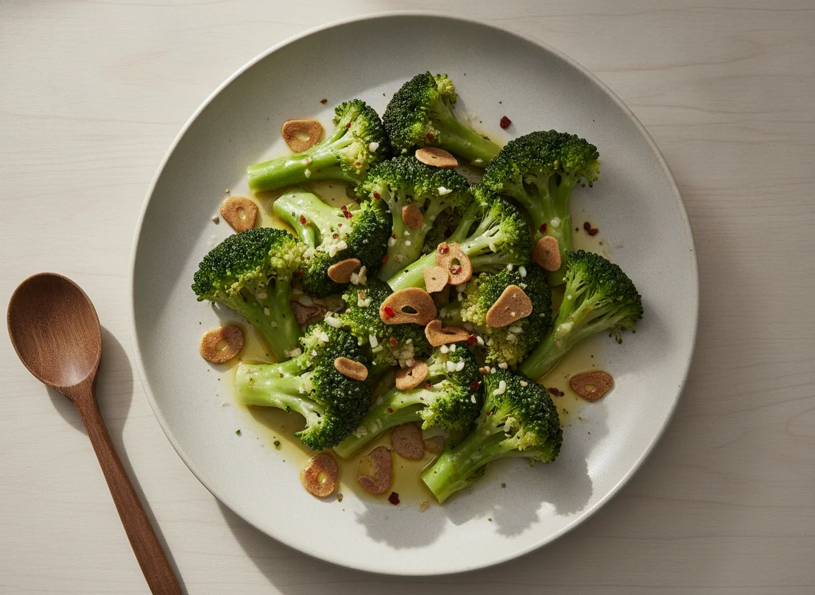 Steamed Broccoli with Garlic and Oil photo