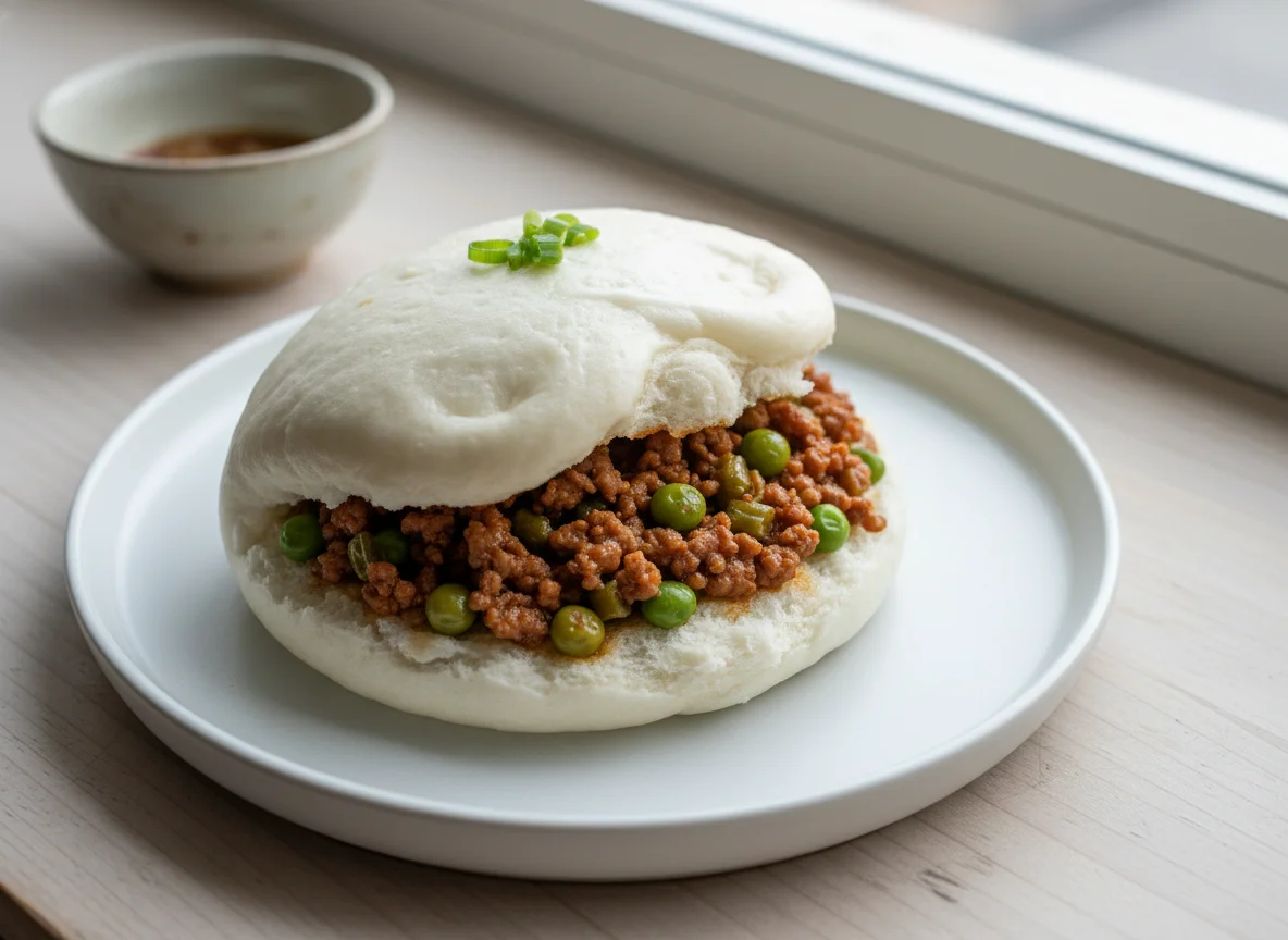 Steamed Bun with Pork and Vegetable Filling photo