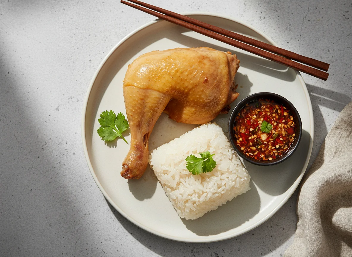 Steamed Chicken with Sticky Rice and Dipping Sauce photo