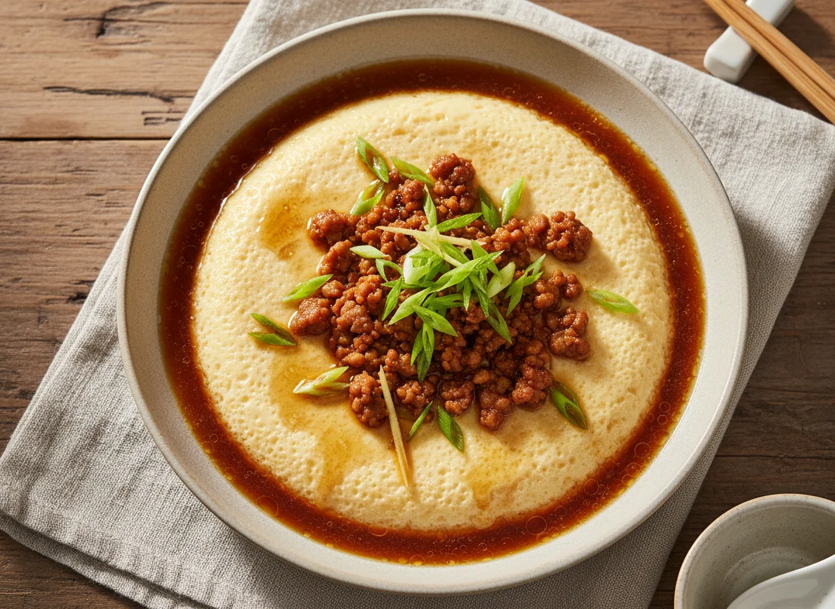 Steamed Egg Custard with Savory Sauce photo