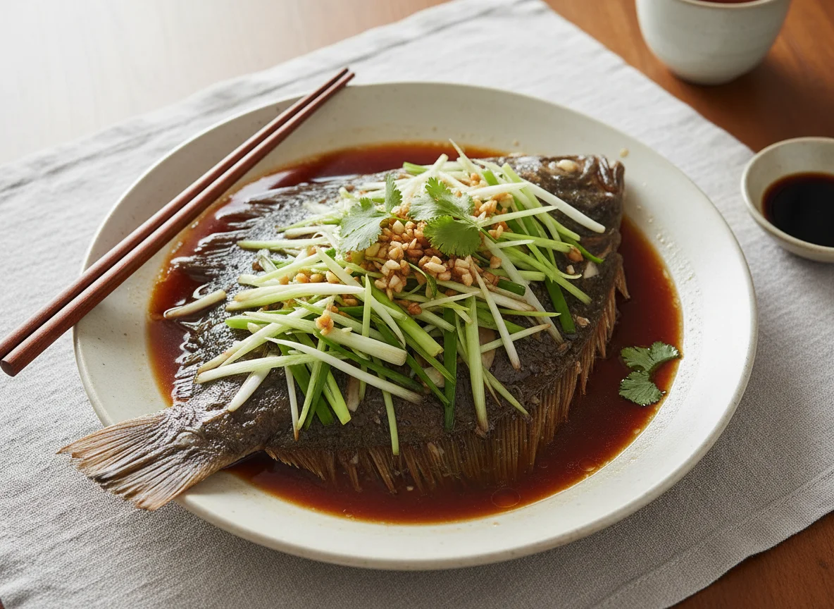 Steamed Flatfish with Scallions and Soy Sauce photo