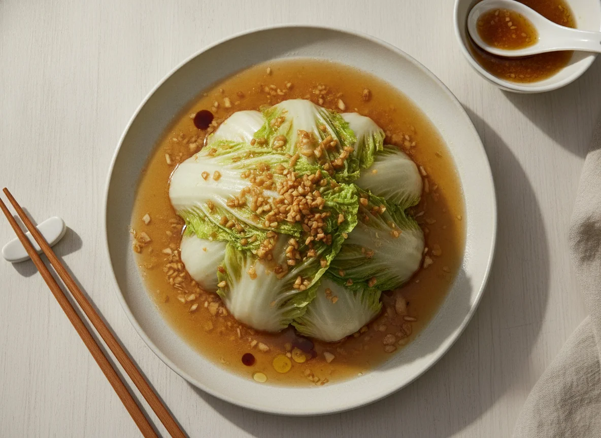 Steamed Napa Cabbage with Garlic Sauce photo