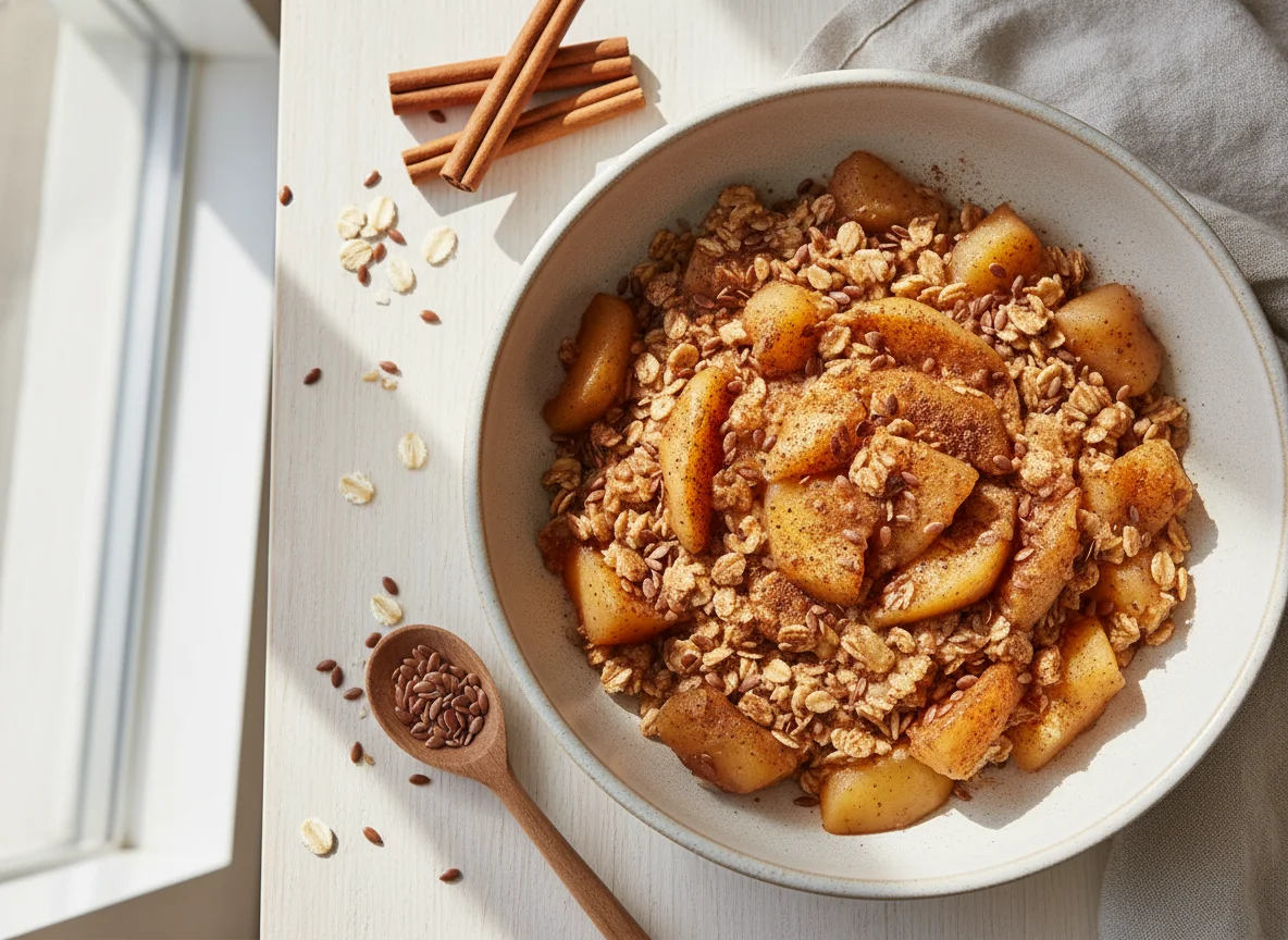 Stewed Apples with Oats and Flaxseed photo