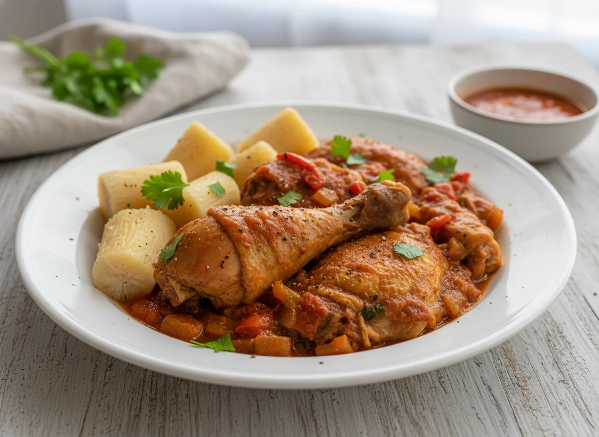 Stewed Chicken with Boiled Yucca photo