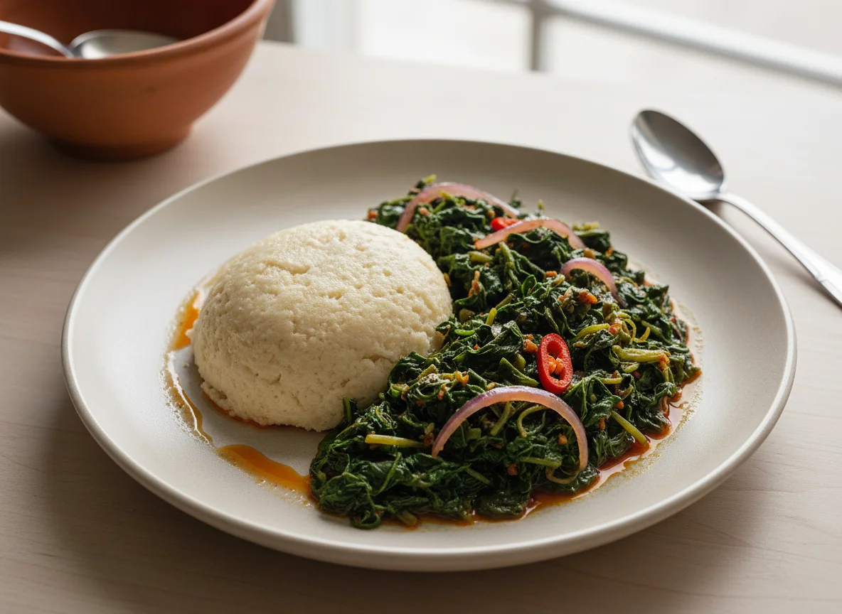 Stewed Greens with Fufu photo