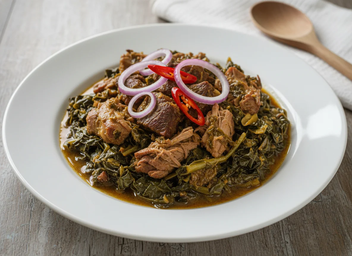 Stewed Greens with Meat photo
