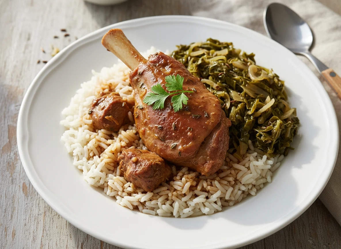 Stewed Lamb with Rice and Cabbage photo